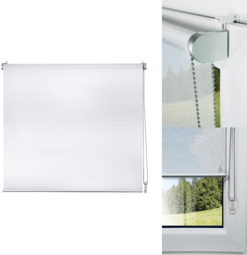 metablo Sonnenschutzrollo Klemmfix ohne Bohren Designrollo Tageslichtrollo Seitenzugrollo Fensterrollo Klemmrollo für Fenster & Tür Weiss 45x150 cm