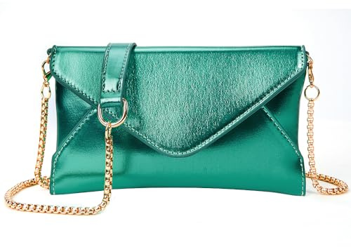 Trisapu Bolso de mano brillante para mujer, bolso cruzado de cadena pequeña, bolso de hombro, bolso formal de noche, boda, fiesta, Verde