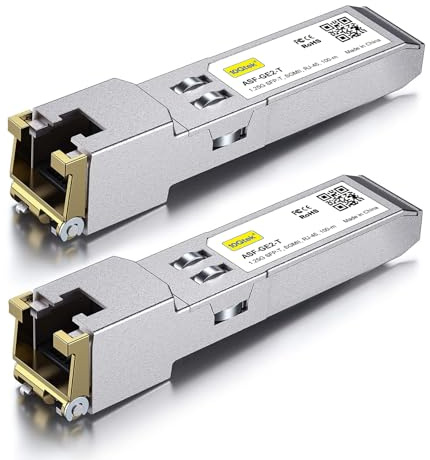 [2 Stück] 10Gtek 10/100/1000Base-T SFP RJ45 Modul, Auto-Negotiation Kupfer Mini-Gbic Transceiver, Kompatibel für Cisco GLC-T(10/100/1000M)/ SFP-GE-T(10/100/1000M), Mikrotik S-RJ01