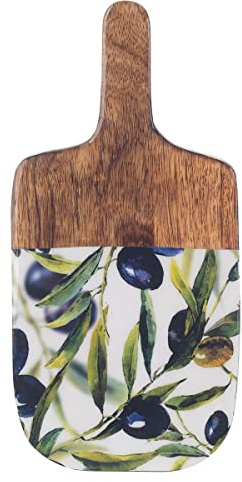 ROCKING GIFTS Planche à découper en Bois avec Olivier méditerranéen en céramique, trépied décoratif Rustique Original pour Maison de Campagne, 30 cm