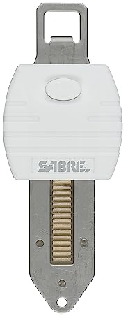 SABRE Portable Door Lock, White, Key Lock, Lightweight & Easy to Carry, Additional Home Security for Hotels, Apartments, Dorms, & Vacation Rentals, Quick Install