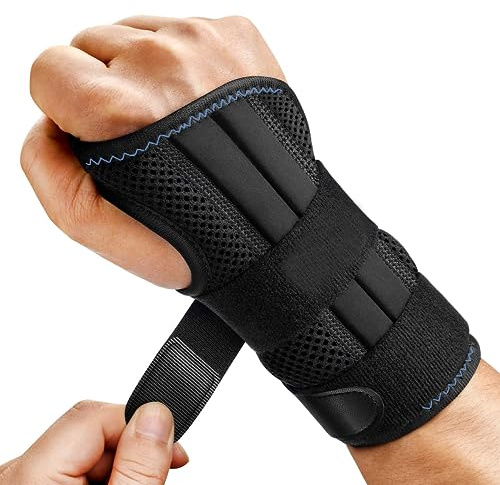XFLYP Handgelenk Bandage, Verstellbare Tag-Nacht-Handgelenkbandage mit 3 Aufenthalten, für Arthritis, Sehnenentzündung, Verstauchung, Sportschutz, für Männer Frauen(Rechts)