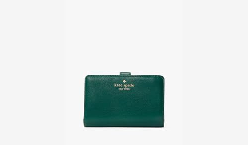 Kate Spade New York Leila Compact Wallet in Grained Leather, Medium, Deep Jade, One Size