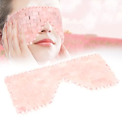 Kylande jadesten-ögonmask mot svullna ögon, lindrar ögontrötthet och främjar sömn, med kall terapi, lugnande stenar och harmoniserande (rosa