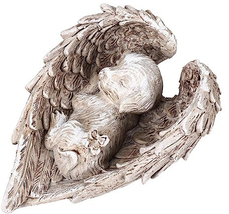 Yardenfun Statua Di Cane in Resina Angelo Decorativo Scultura Di Angelo Per Animali Domestici Decorazione Da Giardino E Casa
