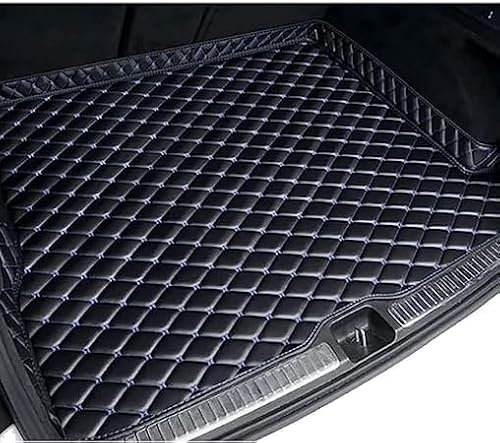 BIRNN Auto Leder Kofferraummatten für Mercedes Benz GLC 2017-2024, Auto Kofferraum Schutzmatte Kratzfeste Kofferraummatte Wasserdichter Anti-Rutsch Kofferraumwanne, D Black+Blue