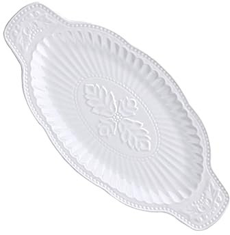 Ciieeo Ceramic Bone China Fish Plate Elegant Kitchen Serving Dish White Ceramic Food Plate Double Ears for Dining and Dessert Scenarios Dinnerware for Everyday Use