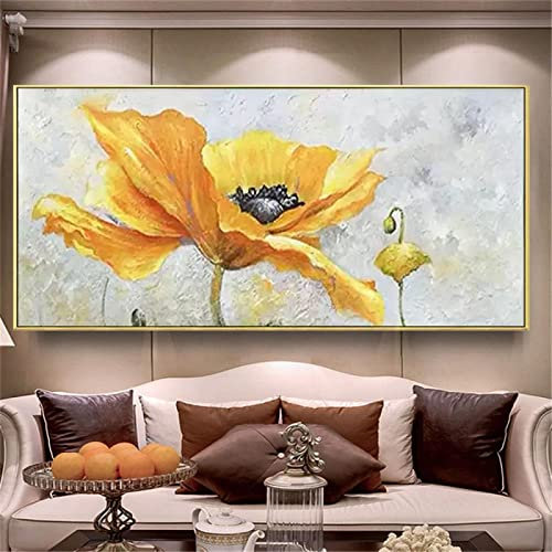Ölgemälde mit großer grauer Blume, Wandkunst für Wohnzimmer und Schlafzimmer, Dekoration, schwarz-weiß, gerahmt, 70 x 160 cm