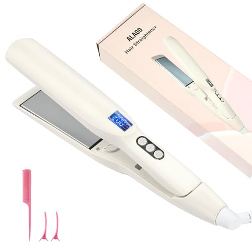 Alaoo Glätteisen, 2 in 1 Glätteisen Locken und Glätten, Weiß | Intelligenter professioneller Haarglätter, Verhindert Haarbruch und Wird zum Glätten, Locken und Wellen erzeugen verwendet