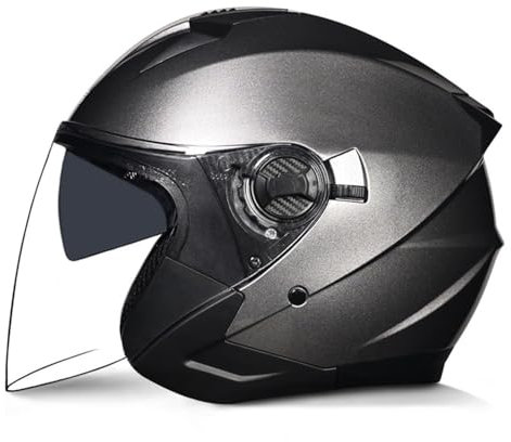 Casques Moto Jet ECEDOT Homologué 3/4 Demi-Casque de Moto Vintage Casque Moto Et Scooter Compact avec Anti Scratch Double Visiere Quatre Saisons Casques Moto 4,L=59~60cm