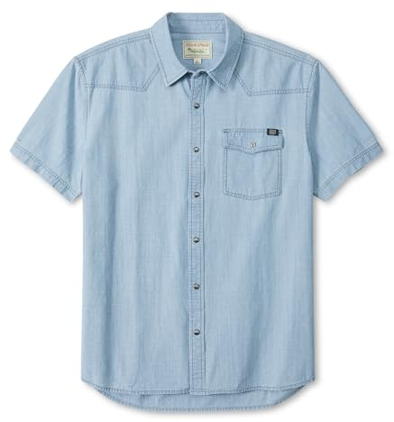 Field & Stream Men's Covey Back Short Sleeve Casual Shirt, Chambray, X-Large