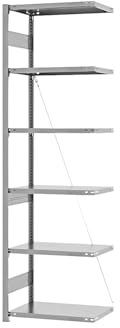 eurokraft | Steckregal | Bauart mittelschwer | einseitig | HxBxT 2500 x 750 x 400 mm | verzinkt | Anbauregal