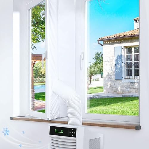 Gruntbear 500CM(197) Fensterabdichtung für Mobile Klimageräte,Klimaanlagen,Wäschetrockner,Ablufttrockner,Hot Air Stop zum Anbringen an Fenster Flügelfenster, AC Window Seal