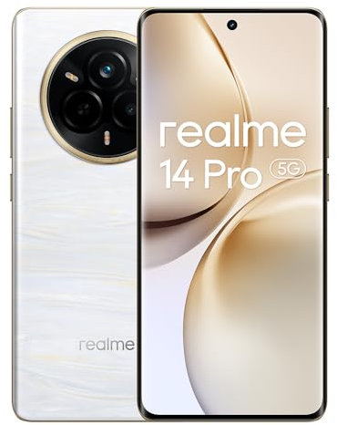 realme 14 Pro 5G Smartphone,Dimensity 7300 5G,Fotocamera 50 MP IMX882 OIS,120Hz 6.77 FHD+ Display,12GB+512GB Telefono,Batteria da 5260 mAh,Dual SIM Android 15,NFC IP69,Senza Adattatore,Bianco