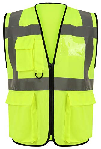 FAIRY BOUTIQUE® Hi Vis Viz Work Utility Sleeveless Executive Zip Vest High Visibility Reflective Safety Security Workwear Double Tape Lightweight Waistcoat Jacket Top Plus Size S-5XL