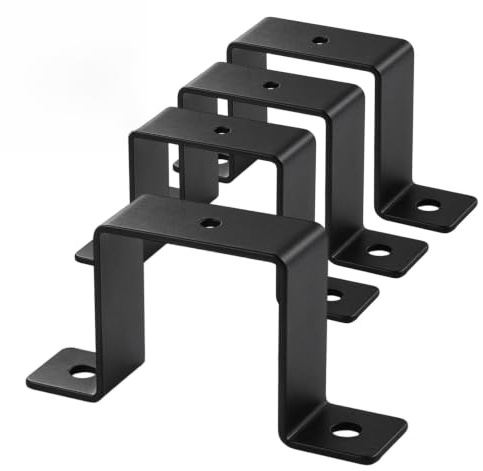 Lot de 4 colliers de serrage carrés en acier au carbone 5,1 cm | Support de fixation murale pour poteaux de clôture, tuyaux d'eau, balustrade de balcon, balustrade d'escalier