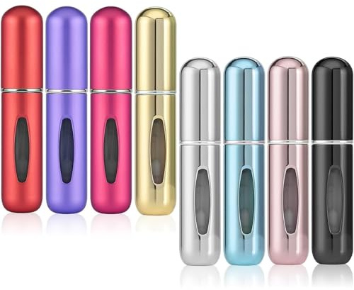 WUBAYI Nachfüllbares Parfümzerstäuber-Set, 8er-Pack Parfüm-Reiseflasche mit auslaufsicherem Design für Handtaschen und Kulturbeutel (5 ml, wiederverwendbare Parfüm-Reiseflasche mit Fenster)