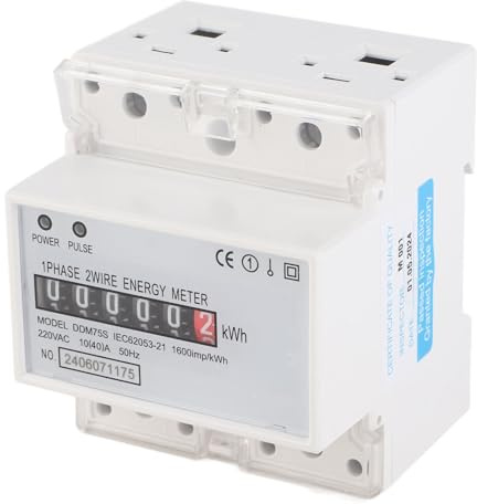 Watris Veiyi Stromzähler Hutschiene, DDM75S 220V 10-40A Einphasen 4P LED Din Track Digitaler Stromzähler, KWH Stromzählers für das Haus