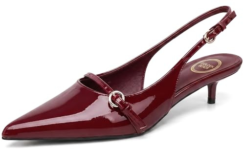 Elegant Women’s Pointed Toe Sling Back Kitten Heel Sandals Perfect Wedding & Party Pumps Stylish Footwear (Size 3-8 UK)