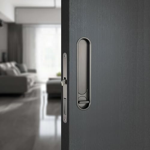 betensh Cerradura invisible para puerta corredera empotrada y tirador de puerta de bolsillo, cerradura de puerta de bolsillo, tirador de borde oculto, color negro