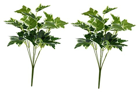 GALPADA Lot de 2 Plantes Artificielles Décoratives Lierre 32 Cm, Feuilles Réalistes Blanches, Branches de Verdure Artificielle, Décoration Intérieure, Plante Verte pour Maison et Bureau