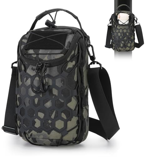 FTCYCRU Small Magnetic Gym Bag for Men and Women with 9 Powerful Magnets,Multi-Size Magnetic Water Bottle Holder,Mini Crossbody Gym Bag for Sports, Work (Camo)