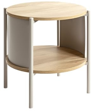 HAKU Sidobord, ek, grå, av metall och spånskiva – mått: B 45 x H 45 x D 45 cm, stil: modern