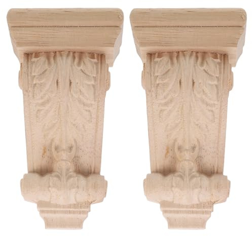 Homoyoyo Lot De 2 Consoles Murales En Bois Massif Sculpté Style Chapiteau Pour Cheminée Appliques Et Incrustations En Bois Supports D'Étagère Décoratifs De Style Western Couleur