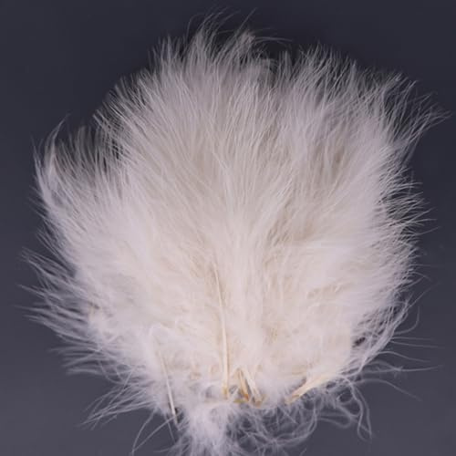 Anevous 100 Stück Marabou Federn 6–12cm,Bunte Flaumfedern Basteln DIY Set | Truthahn Marabou Federn,weich,bunt,leicht,für DIY Basteln,Ohrringe,Traumfänger,Kopfschmuck,Hochzeit,Party Deko,Beige