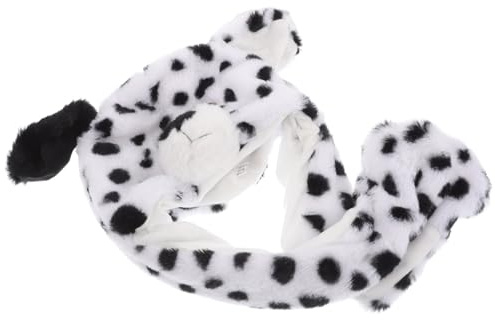 HONMEET Plüsch Wintermütze mit Beweglichen Ohren und Schal Dalmatiner Tierhut Unisex Weiche Warme Kopfbedeckung für Erwachsene