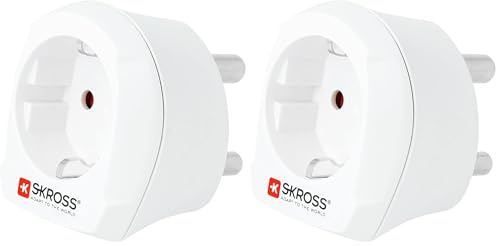SKROSS | 1.500201-E | Europe to South Africa | Adattatore da Viaggio Internazionale per Presa Schuko e Italia a Sud Africa. Tensione e Potenza: 100V -1600W / 250V - 4000W. Protezione Anti Scossa