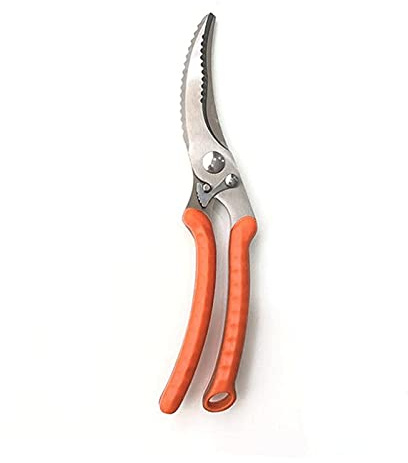 Kfhfhsdgsacfjd Kitchen Scissors, Stainless Steel Chicken Bone Scissor Shear Beef BBQ Roast Plastic Handle Safe Locker Kitchen Fish Meat Tools (Color : Orange)