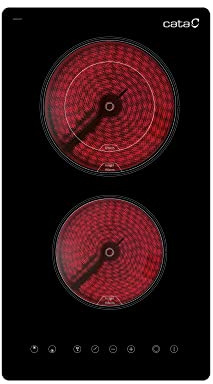 Cata Placa Vitrocerámica TD 3002 BK 2 Zonas de Cocción High Light 9 Niveles de Potencia Ancho de 30 cm Potencia 3 Kw Bloqueo Seguridad Desconexión Automática Control táctil con Avisador Color Negro