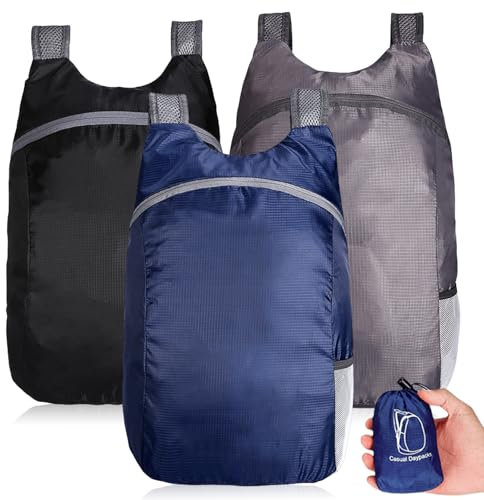 3 Stück Faltbarer Rucksack Ultraleicht Wasserdicht, 20L Kapazität Ultraleicht Wanderrucksack, Rucksack Faltbar Ultraleicht Outdoor Rucksack für Herren Damen Kinder Reisen Outdoor Camping Klettern