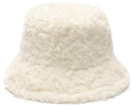 ZLYC Wintermütze für Damen, flauschig, flauschig, Kunstfell, Fischermütze, Furry White, Einheitsgröße