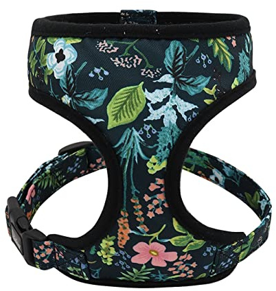 Hundegeschirr Niedlich bedrucktes Chihuahua-Geschirr for französische Bulldogge, verstellbares Welpen-Katzen-Geschirr for kleine Hunde, Weste for Mops, Yorkie, Gehtraining(Black,S)