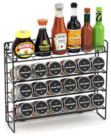Priksia Gewürzregal Stehend & Wand - Gewürz Organizer - Gewürzregale Spice Rack Organizer für Küchen, Schrank, Speisekammer, Arbeitsplatte