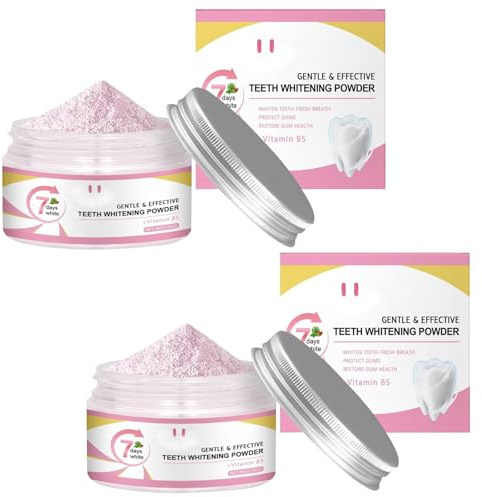 2PCS Polvo de blanqueamiento dental,Blanqueamiento de dientes contra la decoloración dental,Blanqueamiento de dientes,Eficaz en el fortalecimiento de dientes y encías,Aliento fresco (2)
