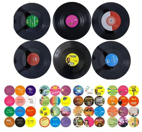 LZYKJGS 6 Piezas Disco De Vinilo Retro, Estilo Aleatorio, Pared De Decoración De Discos De Vinilo, Diseño Retro De Discos De Cd, para Puede Utilizar En Café (12 inch)