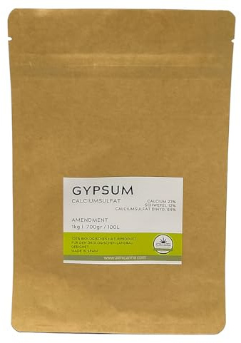 ALMICANNA: Yeso Agricola 1 kg – Enmienda para Living Soil– Aporta Calcio y Azufre – Mejora la Estructura del Suelo