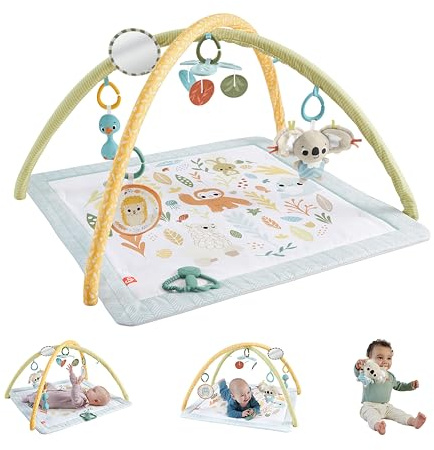 Fisher-Price Simply Senses Spieldecke für Babys, Erlebnisdecke für Neugeborene, mit Mobile und sensorischem Aktivitätsspielzeug für die spielerische Entwicklung, ab 0 Monaten, JMN74