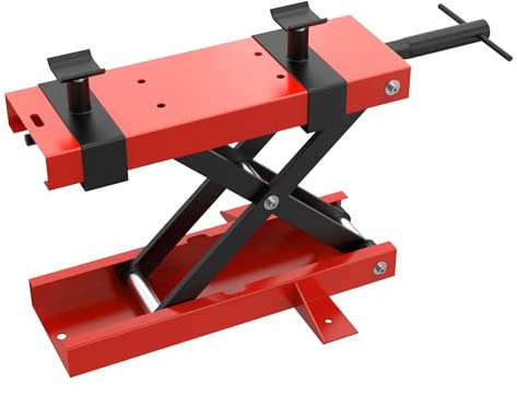 FIVMEN Cric de moto - Élevateur de moto - Support réglable en hauteur de 95-350 mm - Cric de moto - Table de levage - Élevateur de moto - Capacité de 500 kg - Support de montage - Support de moto