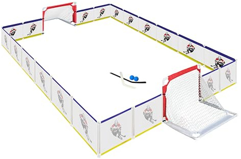 DEYOFA Indoor Mini Knee Hockey Set - Full Rink 9x8ft Goal Set, Easy Assembly and Disassembly, Ideal Hockey Gift for Home and Playroom