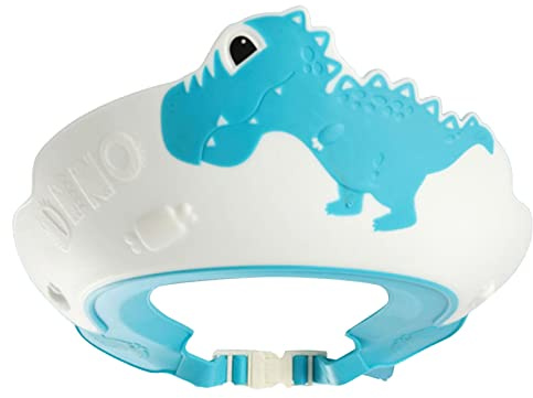 SPYMINNPOO Baby-Duschhaube mit Dinosaurier-Muster, Rutschfest, Augenschutz, Weich, Elastisch, für Hotels und Kindertagesstätten (BLUE)