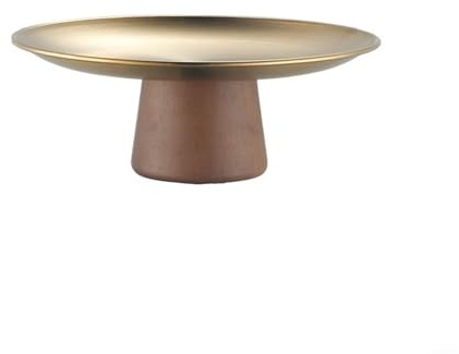 Présentoir à gâteaux de style rustique en bois massif et acier inoxydable pour tartes aux fruits et pâtisseries (doré, 20 cm)