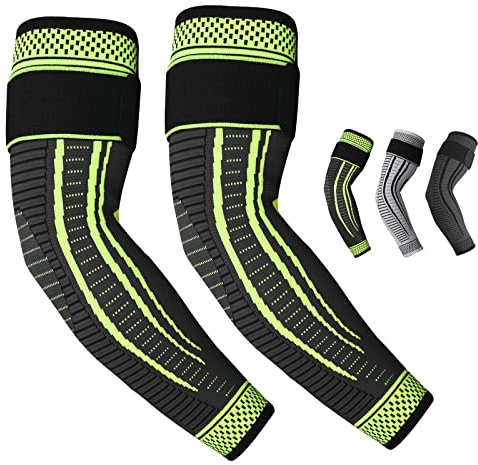 Ruilaibao Ellenbogenbandage Kompression für Damen Herren Ellenbogenstütze für Links Rechts Hand Rutschfeste Ellenbogen Bandagen für Tennisarm, Golferarm, Sport, Fitness 2 Stück (Grün, L)