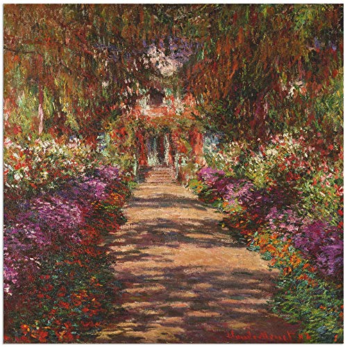 ARTland Wanddeko Wandbild Alu Verbundplatte für Innen & Outdoor Bild 50x50 cm Pflanzen Bäume Blumen Weg in Monets Garten in Giverny 1902 Impressionismus Claude Monet T6UD