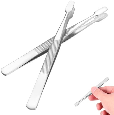 SUPVOX Pinzas Para Sellos De Filatelia Acero Niquelado 4.33In Juego De 2 Herramientas Para Coleccionistas Con Puntas Redondas Para Manipulación Precisa