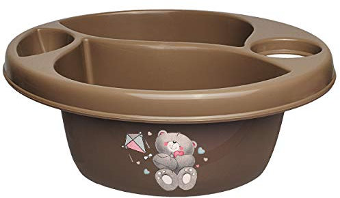 alles-meine.de GmbH 3 Kammer - Schüssel/Waschschüssel/Kinderwaschbecken - braun - Dunkelbraun Tiere - Teddybär - Teddy Bieco - mit Seifenablage - Organizer - Reinigungsmi..