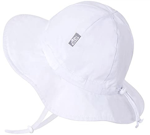Jan & Jul Sombrero de Sol Ajustable niños, algodón Transpirable (Talla: 6-24 Meses, Blanco)